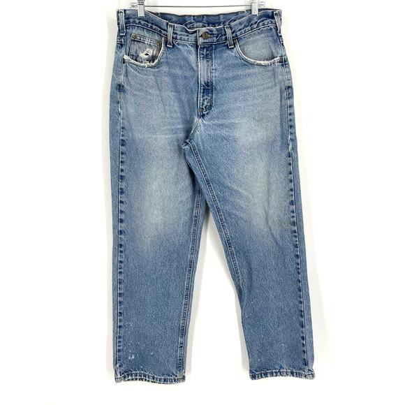 Carhartt Relaxed Fit Jeans Blue Men’s Size 35x28 Distressed - Picture 1 of 13